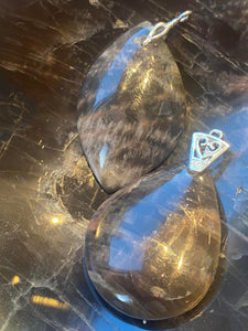 Pendentif Goutte Pierre de Lune Noire