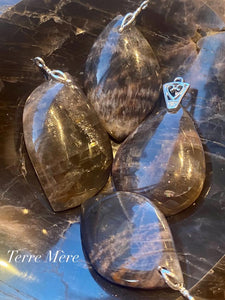 Pendentif Goutte Pierre de Lune Noire