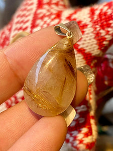 Pendentif Goutte Quartz rutile