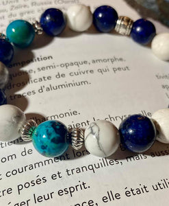 Bracelet le lapis lazuli , la chrysocolle et la Howlite
