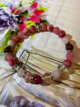 Charger l&#39;image dans la galerie, Bracelets Quartz rose , la rhodochrosite et le cristal de roche
