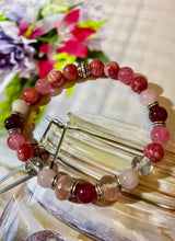 Charger l&#39;image dans la galerie, Bracelets Quartz rose , la rhodochrosite et le cristal de roche
