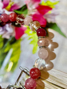 Bracelets Quartz rose , la rhodochrosite et le cristal de roche