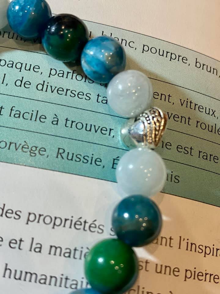 Bracelet Aigue marine , Chysocolle et Appatite