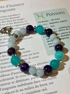 Bracelet Aigue marine , Amazonite et Améthyste