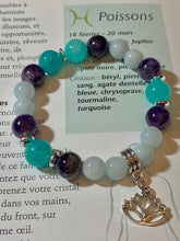 Charger l&#39;image dans la galerie, Bracelet Aigue marine , Amazonite et Améthyste
