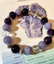 Charger l&#39;image dans la galerie, Bracelet Améthyste, Angelite et cristal de roche
