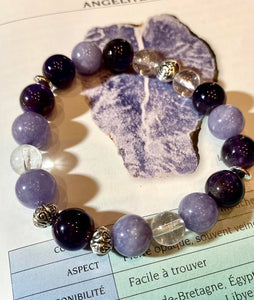 Bracelet Améthyste, Angelite et cristal de roche